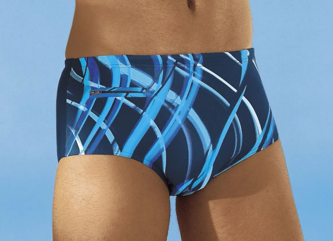 Badehose in höherer Slipform mit Reißverschlusstasche