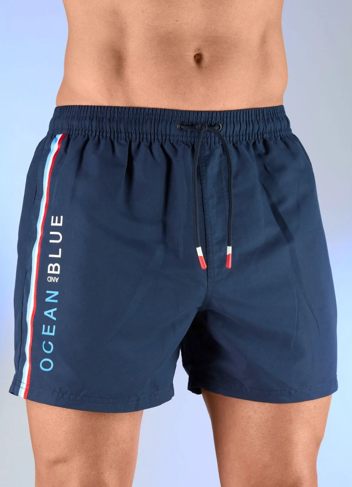 Badeshorts mit Streifenbesatz, Microfaser