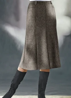 Bahnenrock in Tweed mit Boucle-Effektgarn