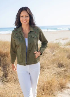 Bestickte Jeansjacke