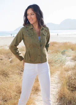 Bestickte Jeansjacke