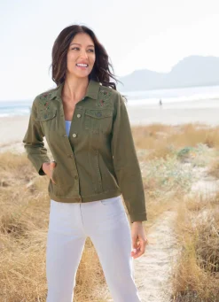 Bestickte Jeansjacke