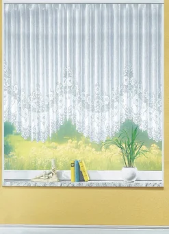 Blumenfenster-Store, gleichmäßig gebogt, mit Faltenband