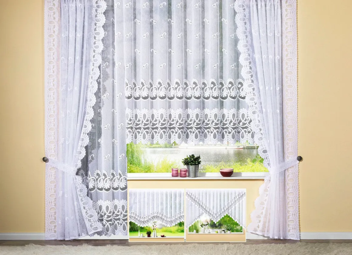 Blumenfenster-Store mit Automatikfaltenband