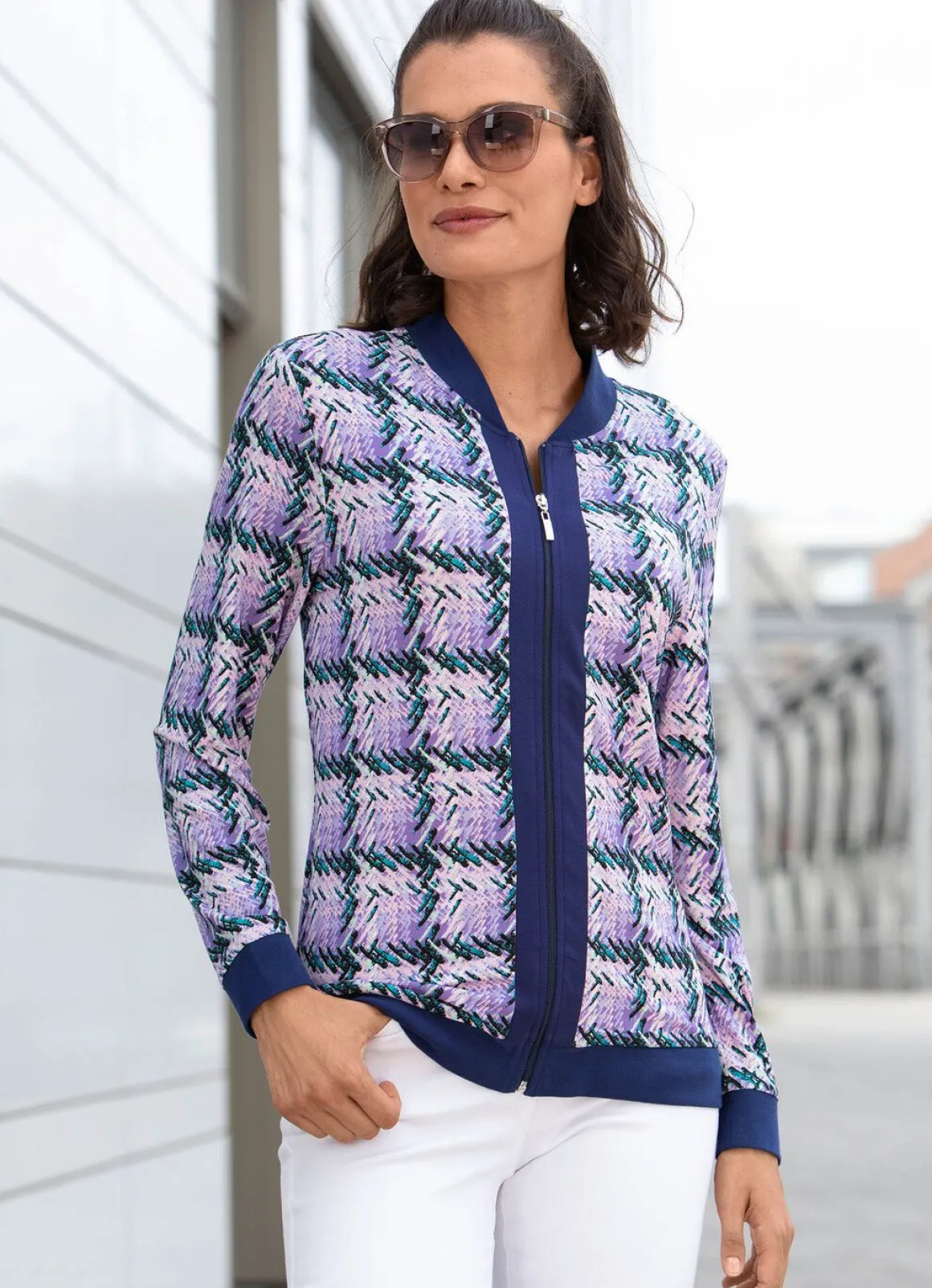 Blusenjacke mit Rippenstrick