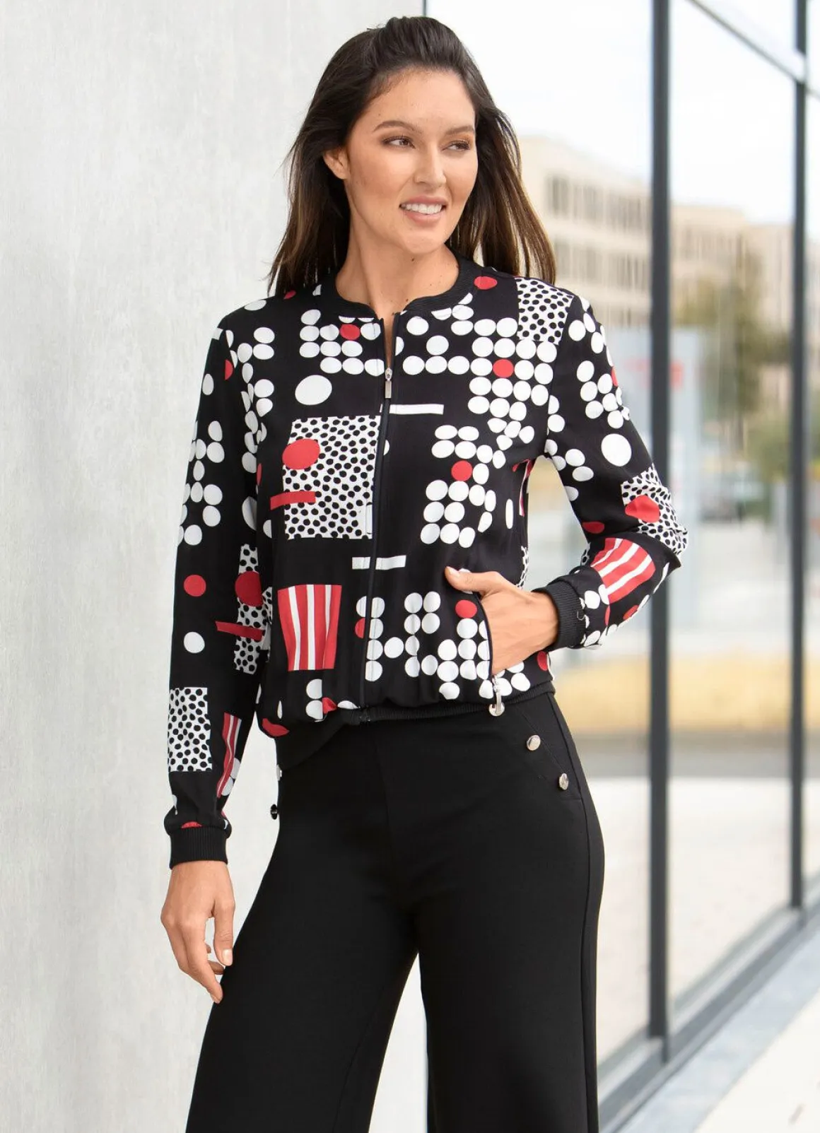 Blusenjacke mit Rippenstrick