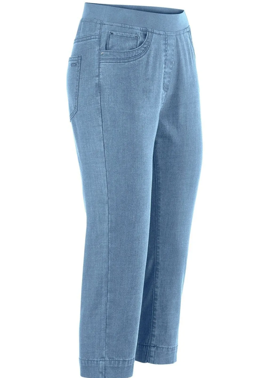 Caprijeans mit Strasssteinchenzier