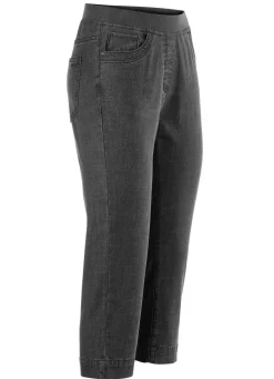 Caprijeans mit Strasssteinchenzier
