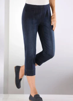 Capri-Jeans mit streckenden Biesen
