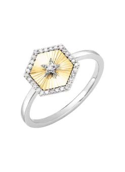 Damenring in Bicolor mit 1 Brillant und 30 Diamanten