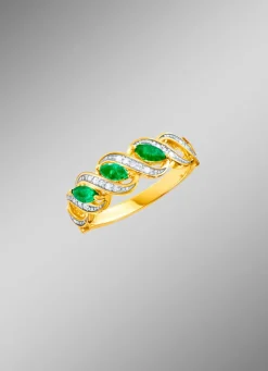 Damenring mit Diamanten und Smaragde