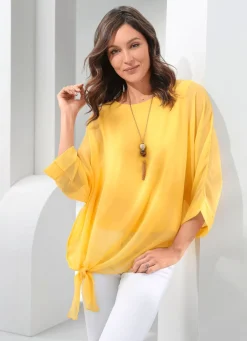 Doppellagiges Shirt mit Chiffon-Überwurf