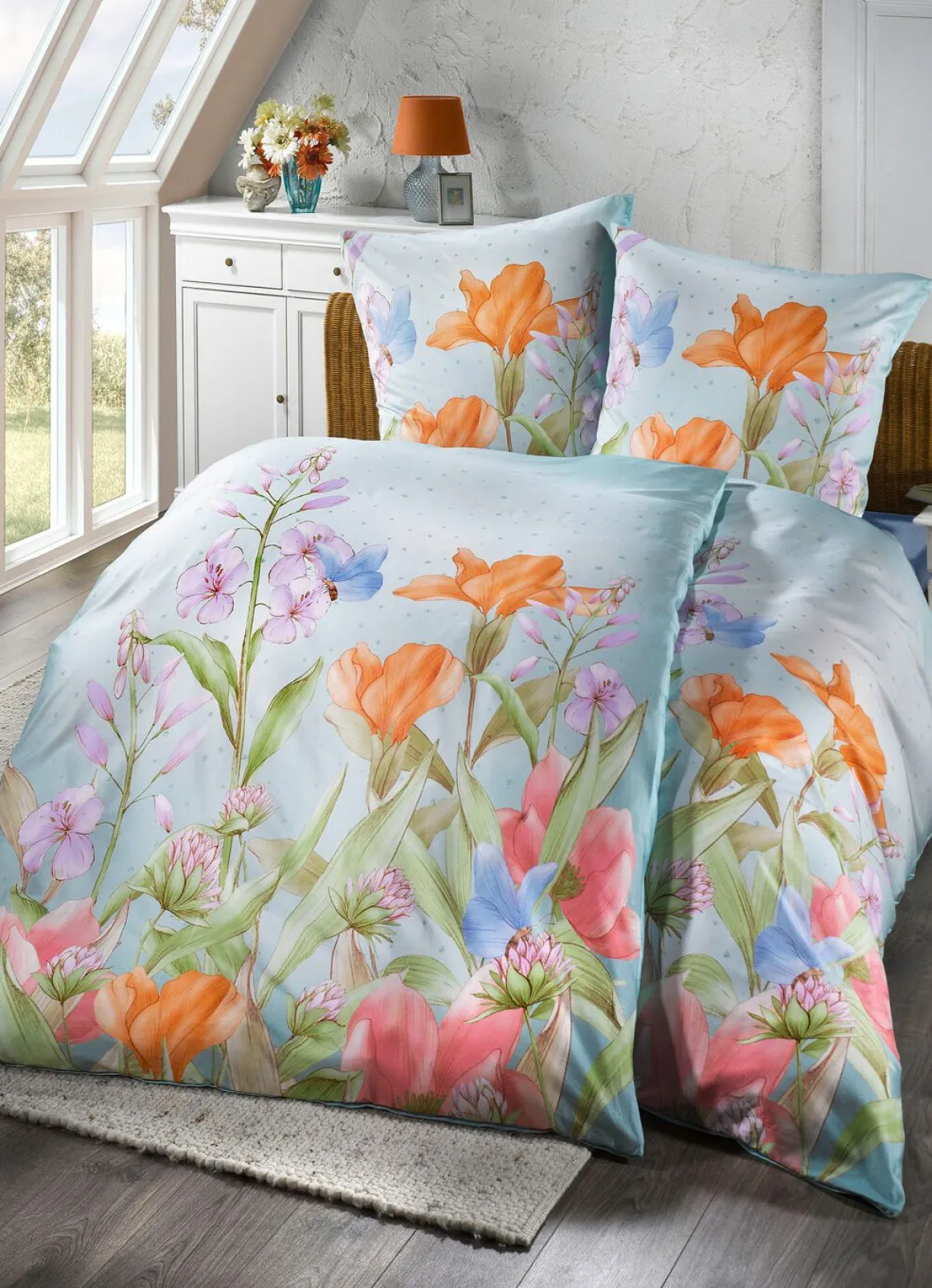 Dormisette Bettwäsche-Garnitur mit floralen Dessin