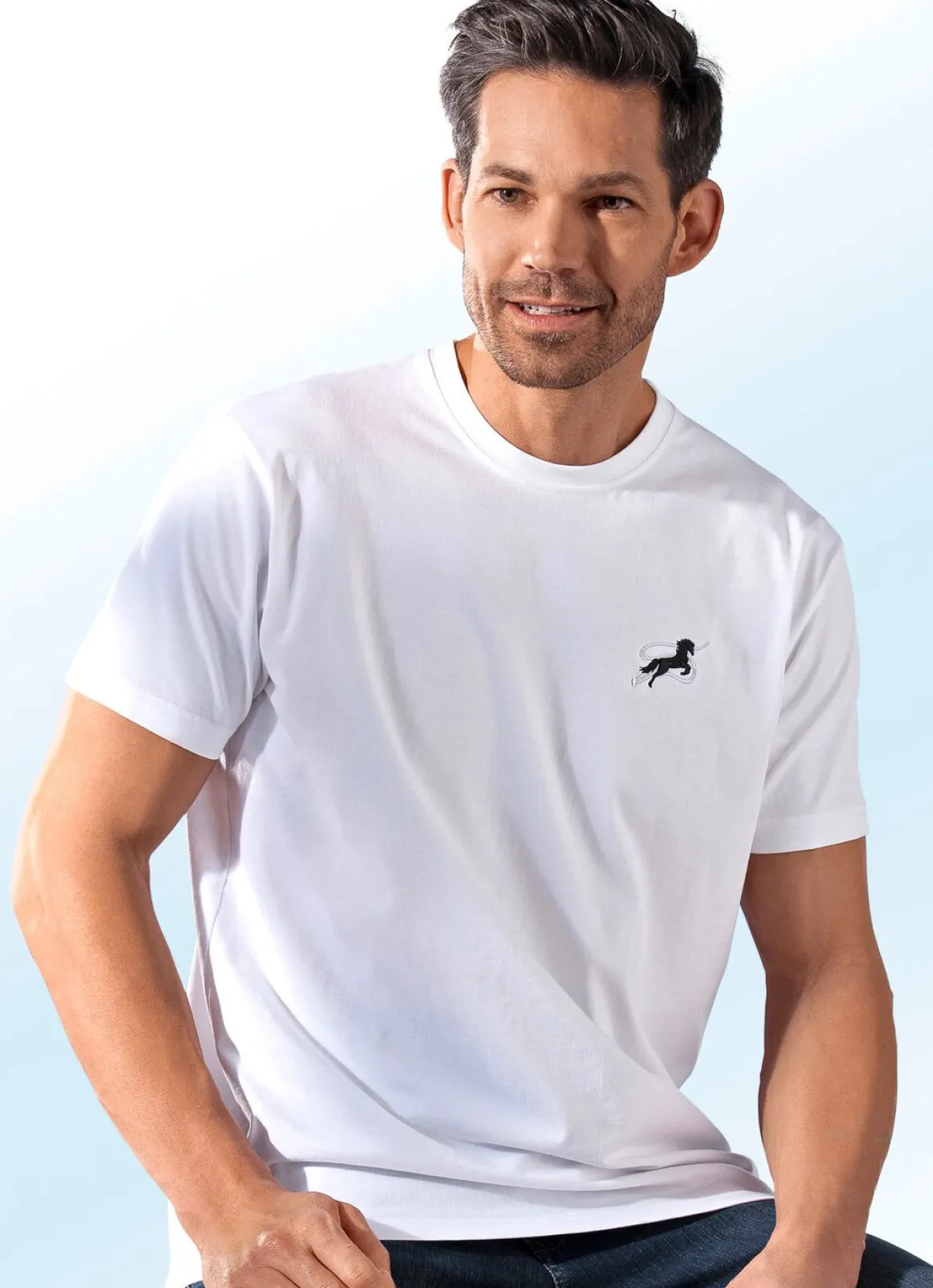 Dreierpack Shirts, uni mit Stickereimotiv