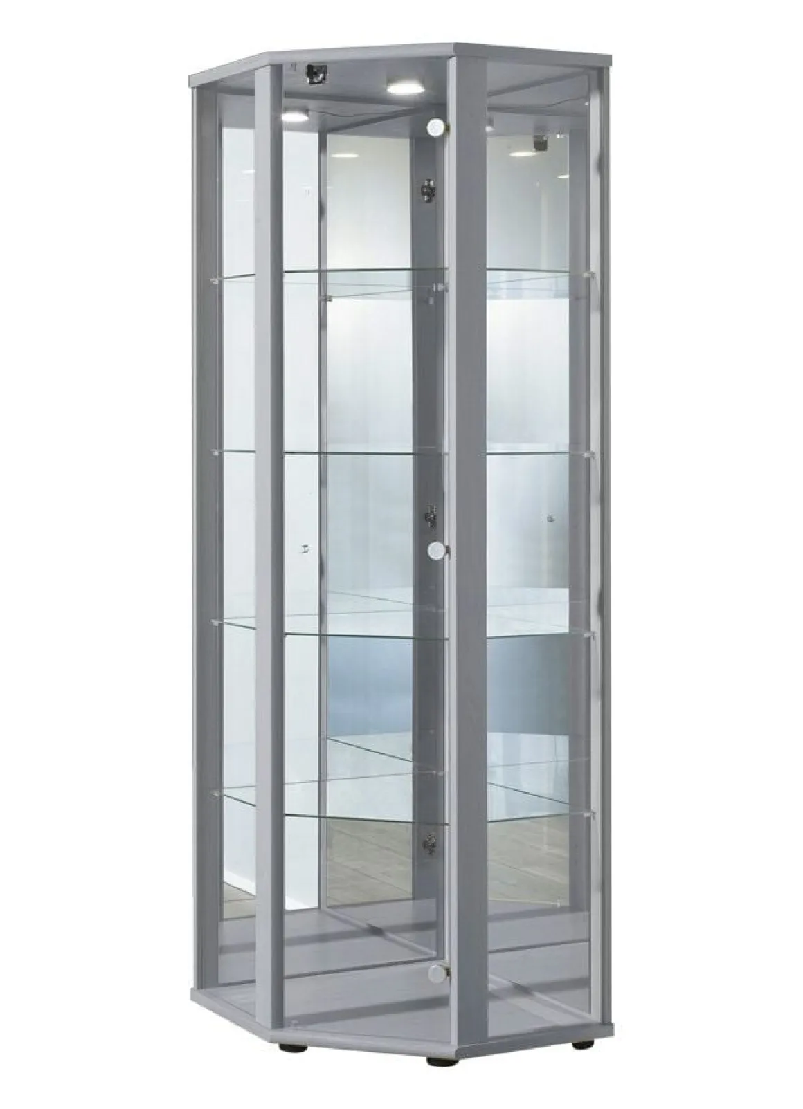 Eck-Vitrine mit LED-Beleuchtung
