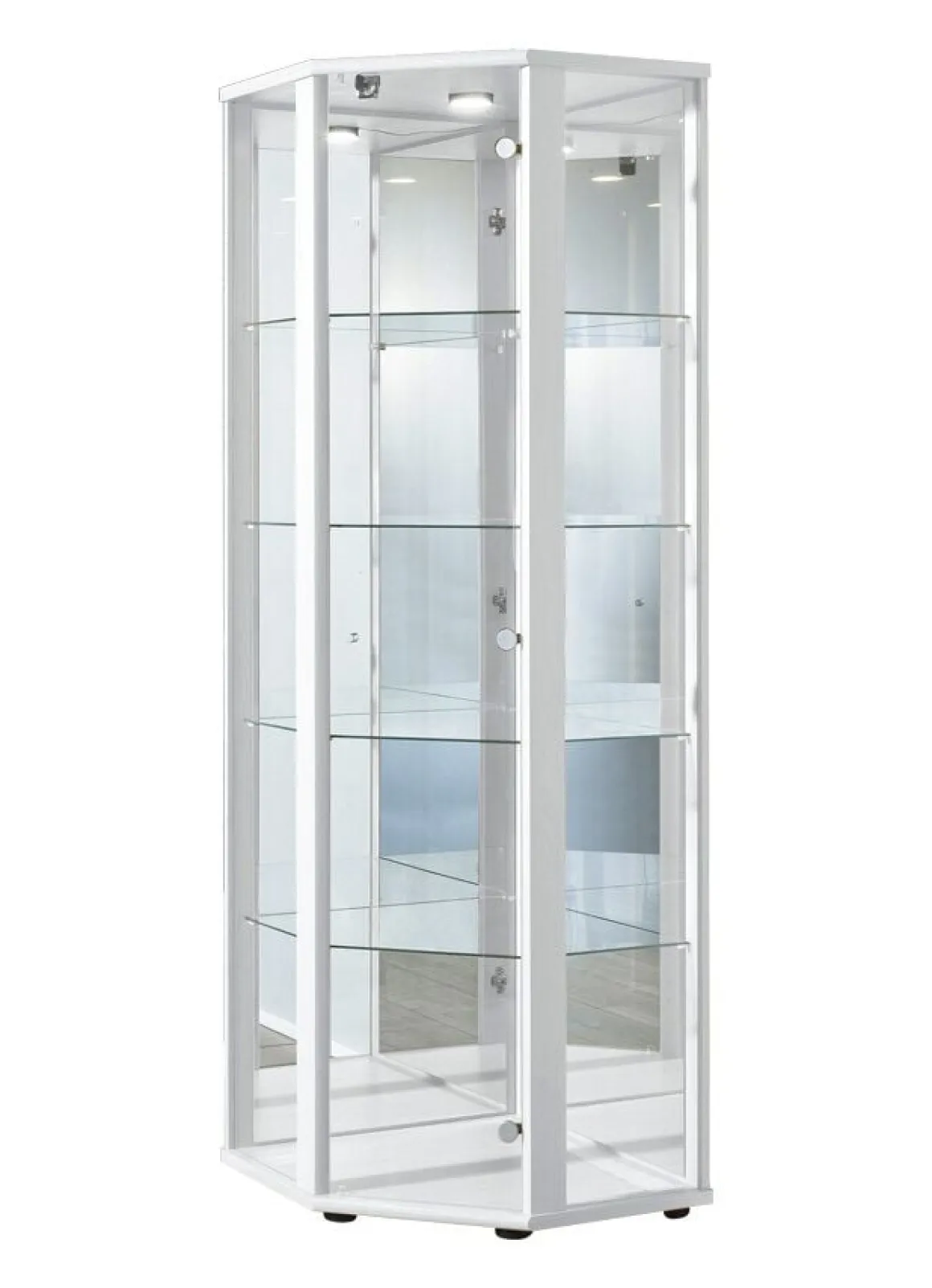 Eck-Vitrine mit LED-Beleuchtung