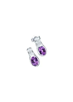 Elegante Ohrstecker mit echt Amethyst und synth. Zirkonia