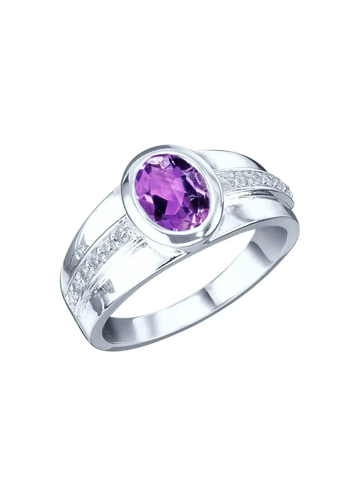 Eleganter Damenring mit echt Amethyst und synth. Zirkonia