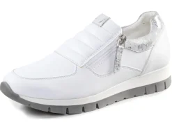 ELENA EDEN Sneaker aus Nappaleder und silbergrau geprägtem Veloursleder