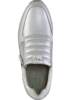 ELENA EDEN Sneaker aus Nappaleder und silbergrau geprägtem Veloursleder