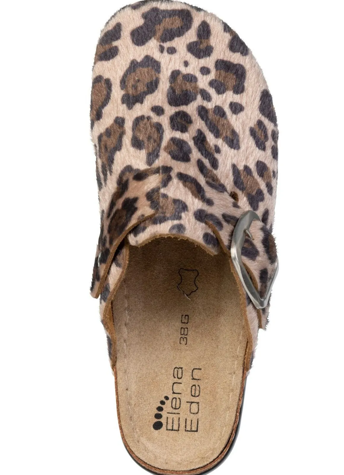 ELENA EDEN, trendige Damen-Clogs, Weite G, mit Leo-Print