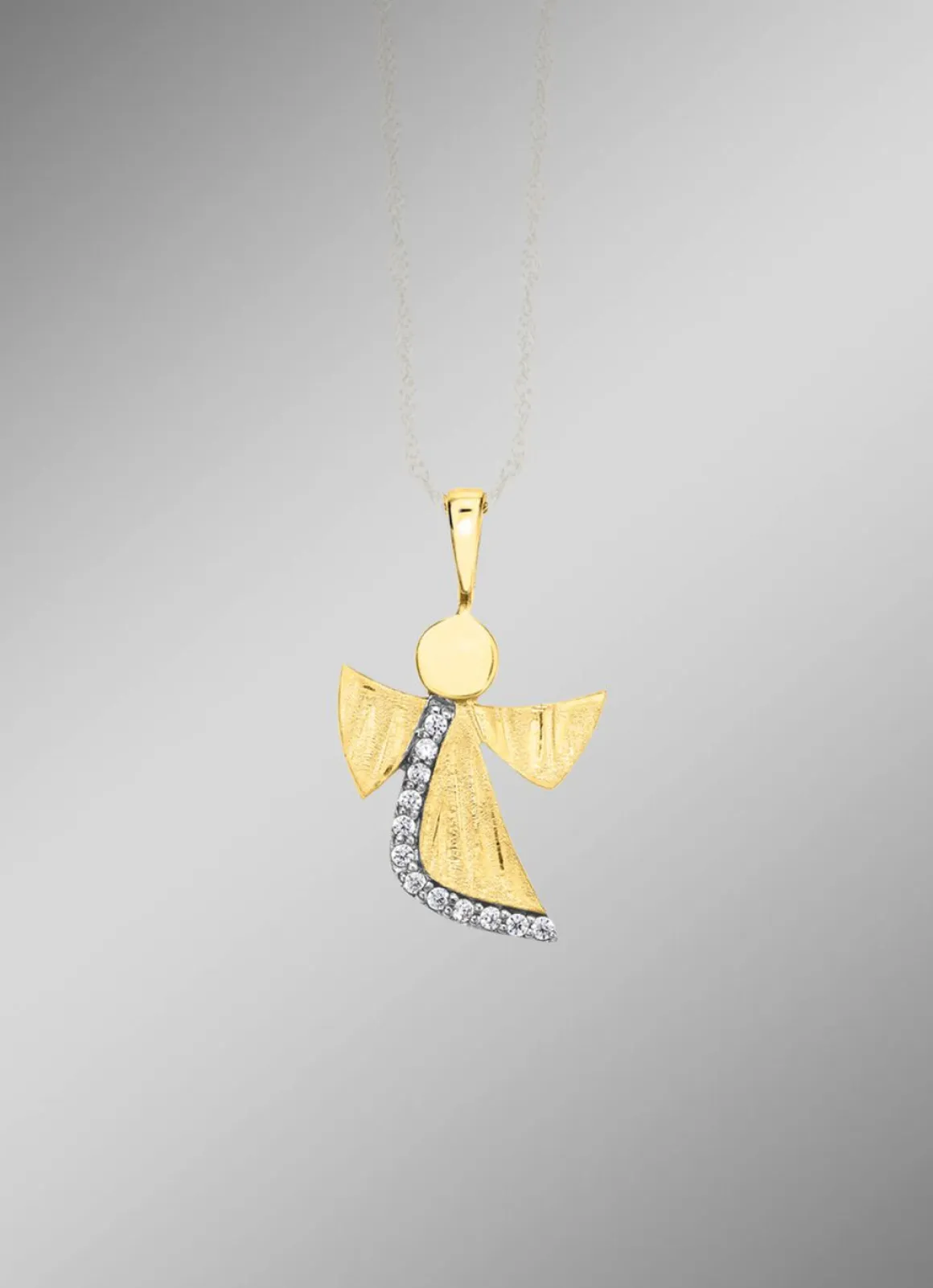Engel-Anhänger aus Gold mit Zirkonia