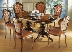 Esszimmer-Stühle und Sessel mit Lederbezug
