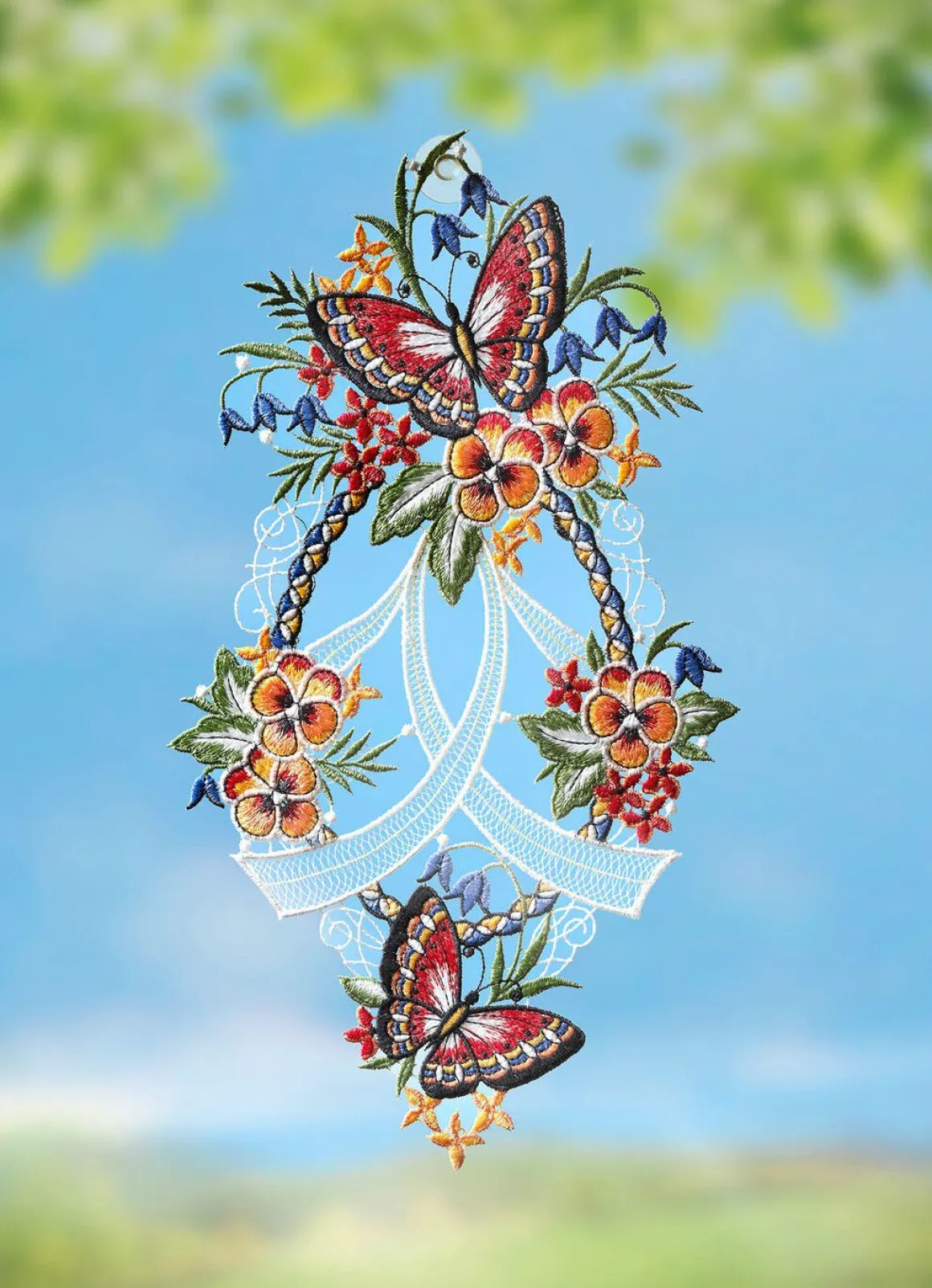 Fensterbild Schmetterling aus Plauener Spitze