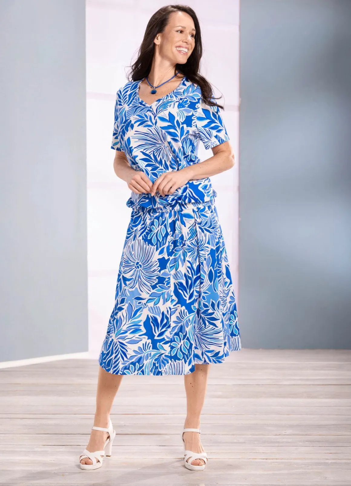 Floral dessinierte Shirt-Tunika