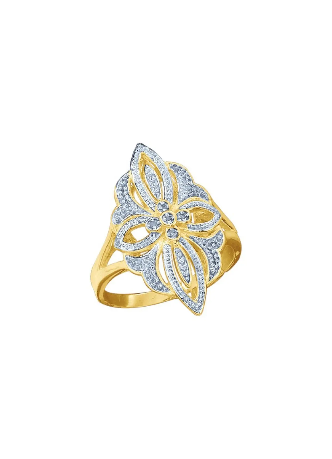 Floraler Damenring mit 4 Diamanten