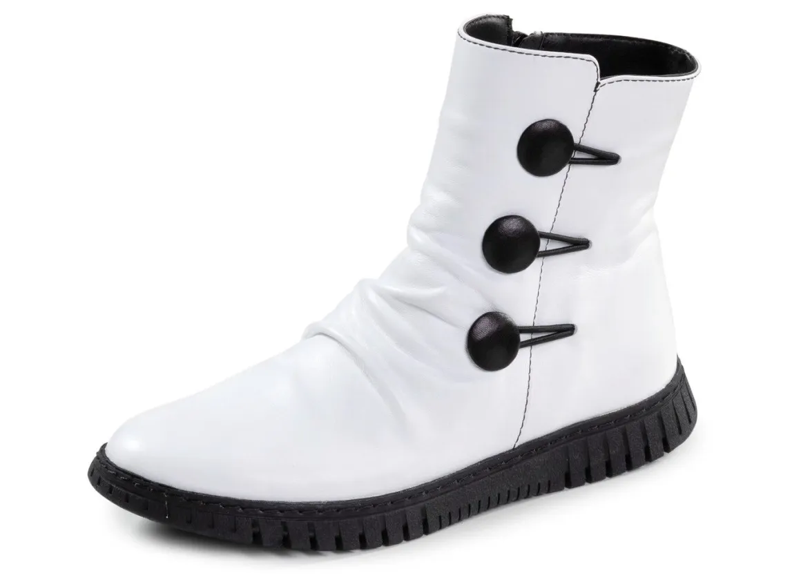 Gemini Stiefelette mit Raffung und dekorativen Knöpfen