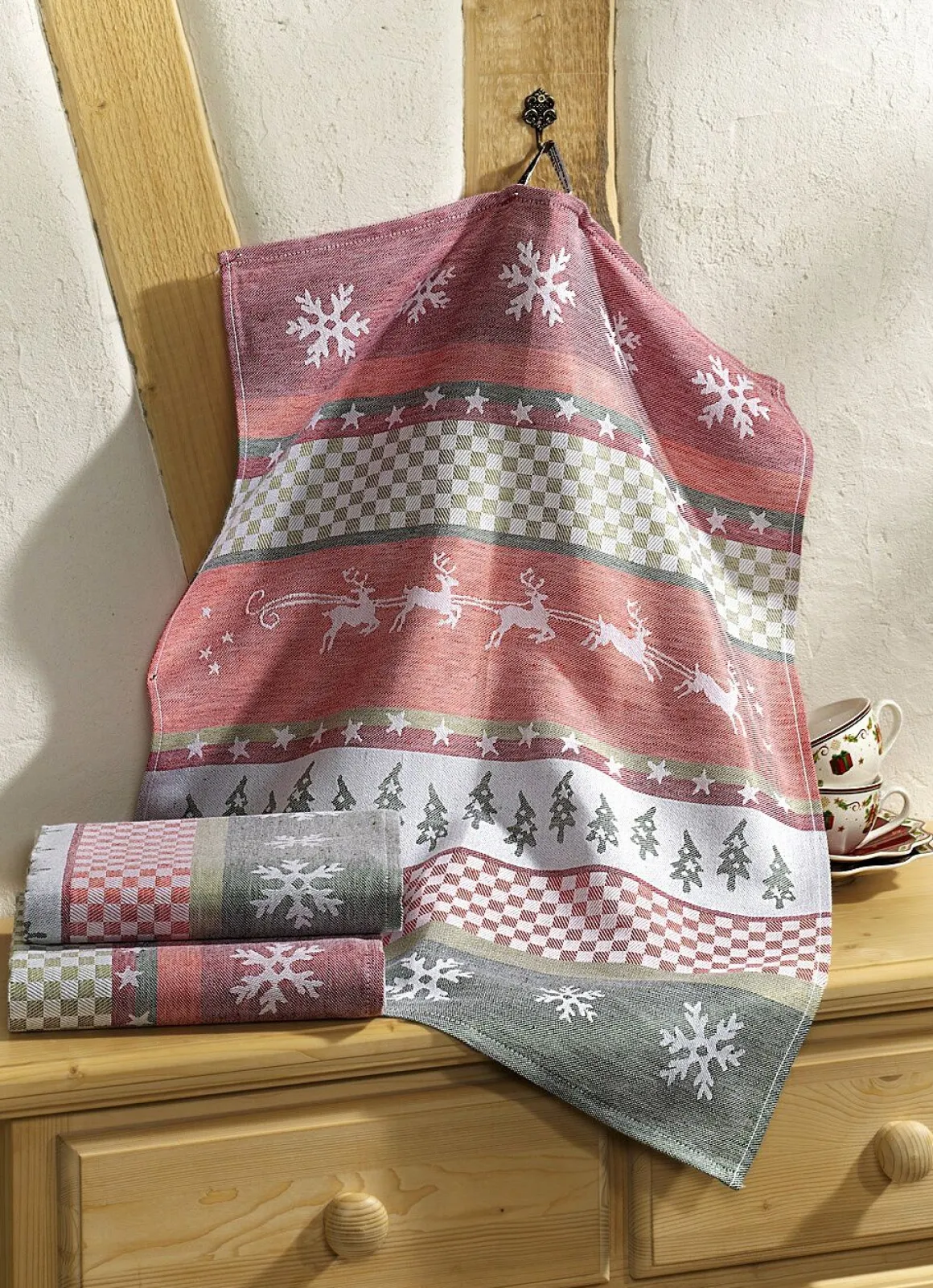 Geschirrtücher, 3er-Set, mit Hirschmotiven
