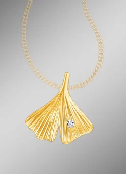 Glücksbringer Anhänger Ginkgo-Blatt mit Brillant