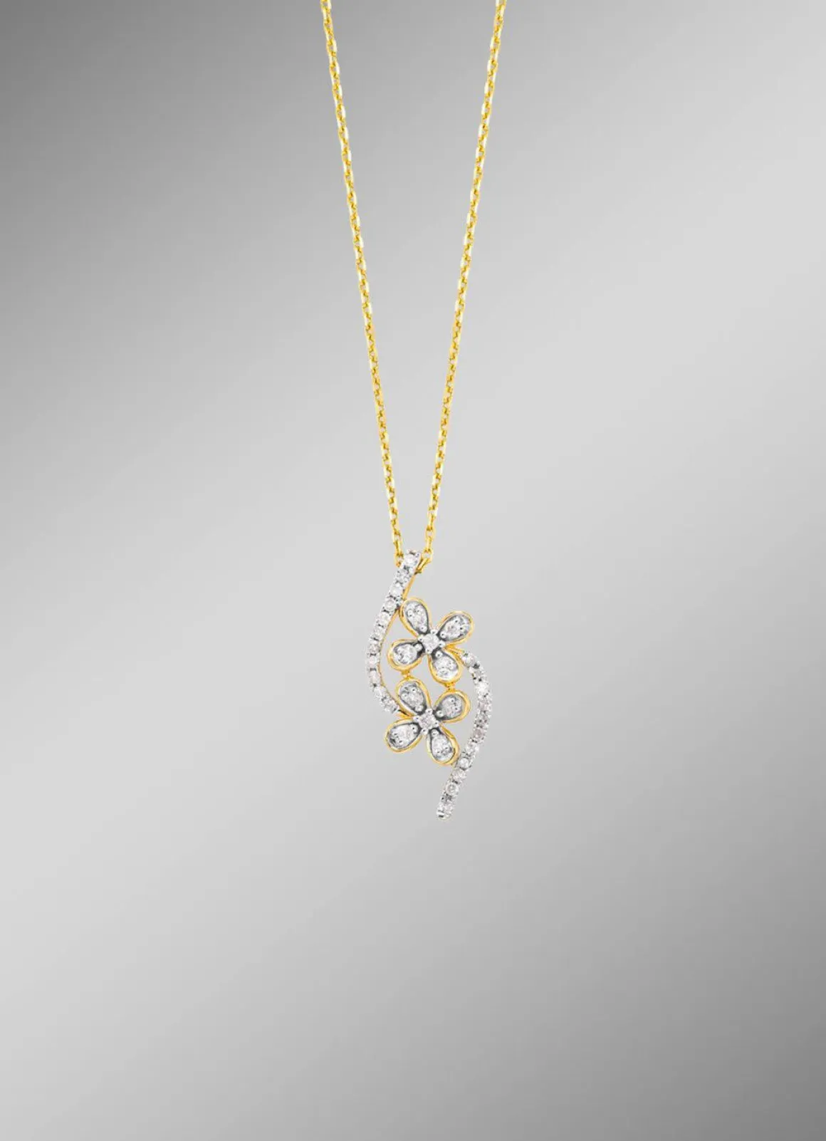 Halskette im Blumen-Design, 10 Brillanten, 22 Diamanten