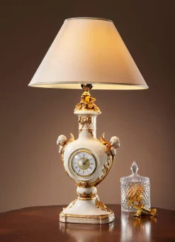 Handbemalte Tischleuchte mit Uhr