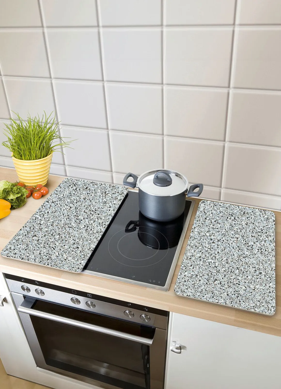 Herdabdeckplatten Granit, 2er-Set