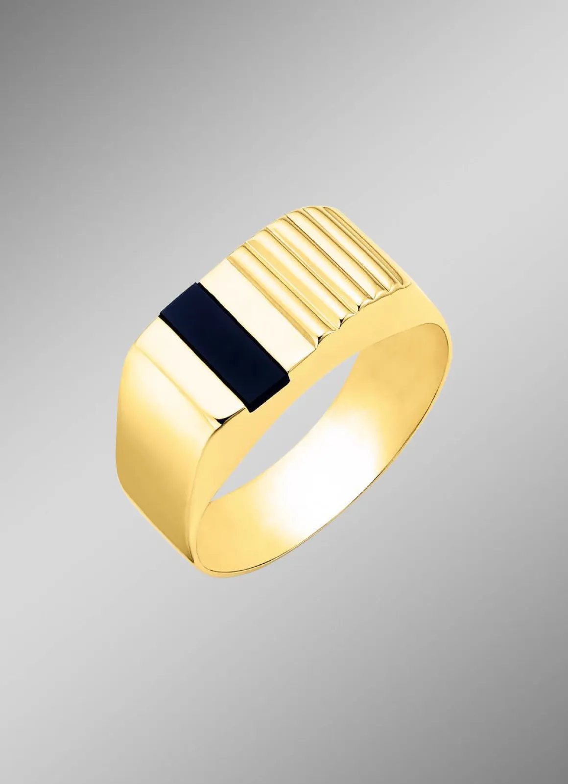 Herrenring aus 375er Gold mit Onyx