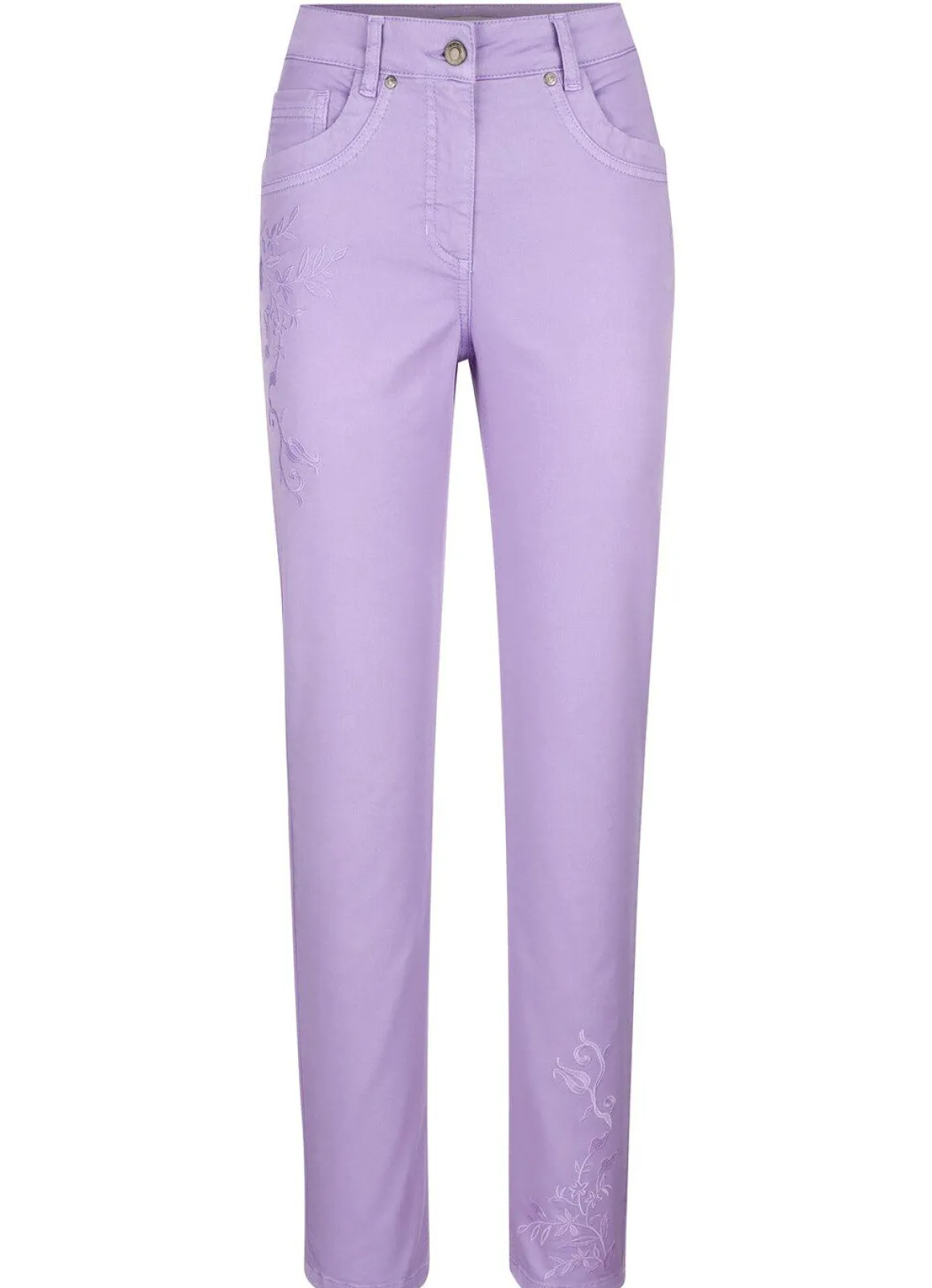 Hose mit floraler Stickerei