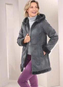 Jacke aus Veloursleder-Imitat