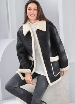 Jacke aus Veloursleder-Imitat