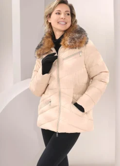 Jacke mit abnehmbarem Kunstpelz-Besatz am Kragen