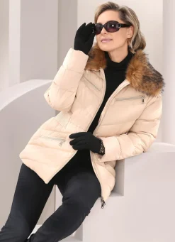 Jacke mit abnehmbarem Kunstpelz-Besatz am Kragen