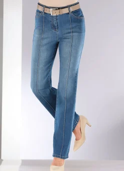 Jeans mit abgesteppten Biesen