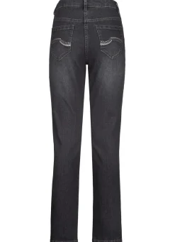 Jeans mit schönen Stickereien und funkelnden Strassteinen