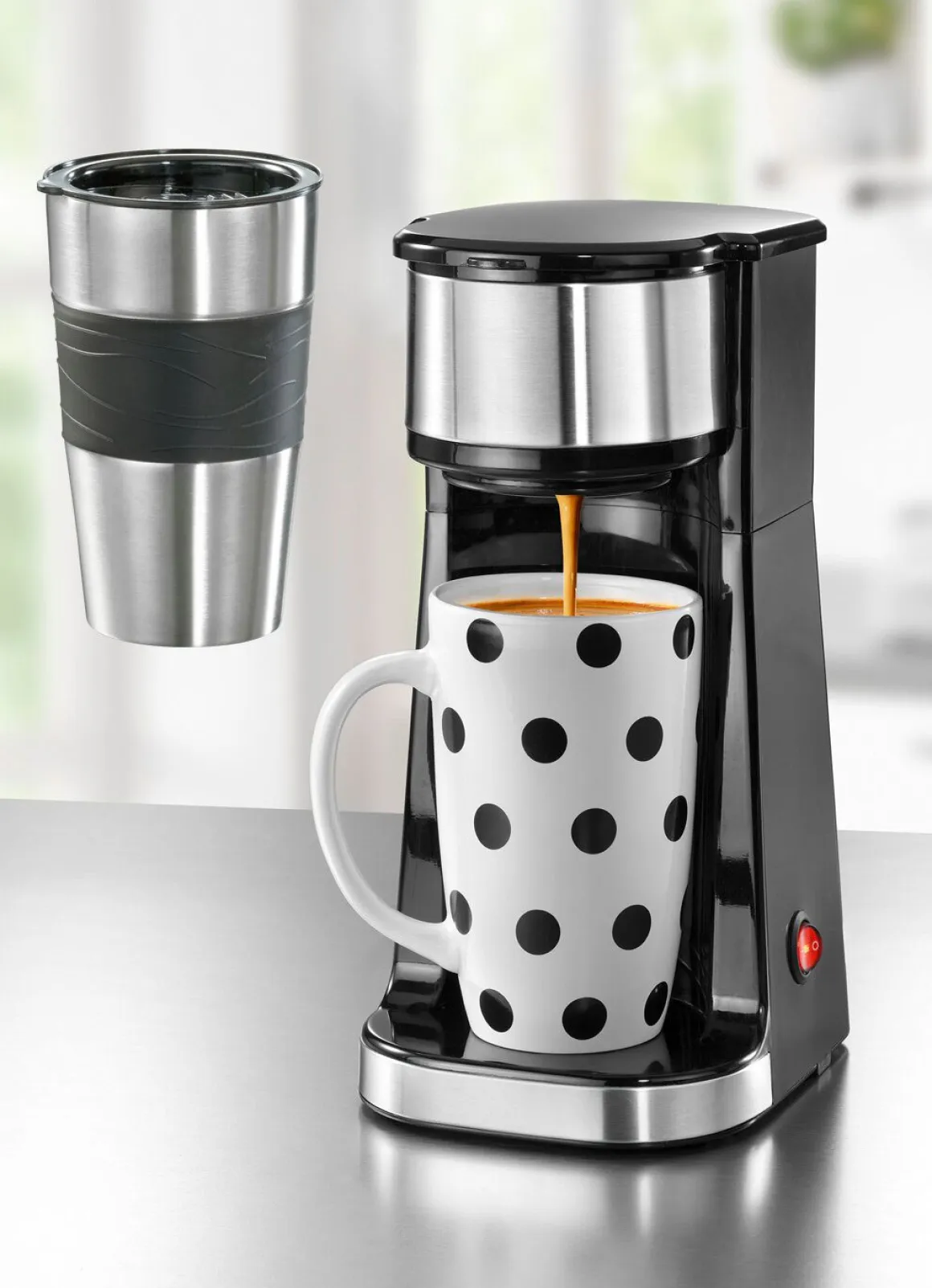 Kaffeemaschine Inkl. Thermo- und Keramikbecher