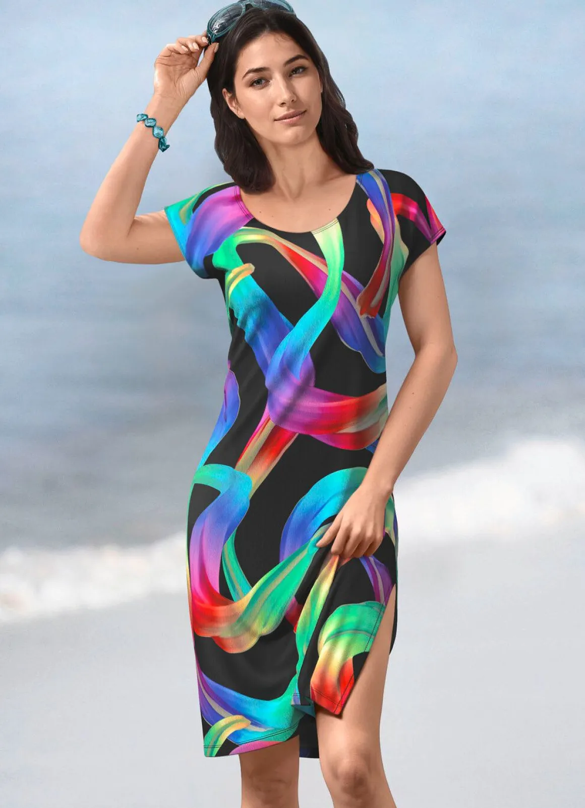 Kleid mit farbbrillantem Druckdessin