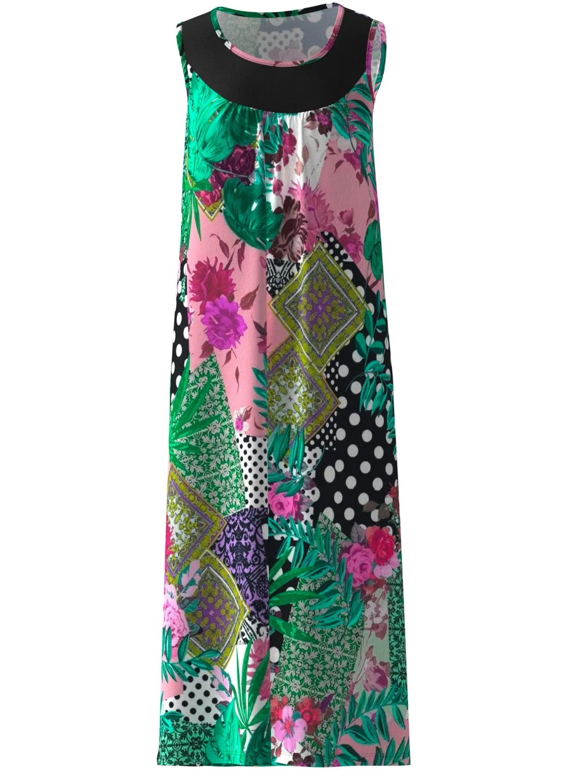 Kleid mit farbbrillantem Druckdessin, ärmellos