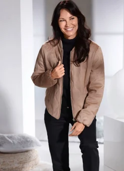 Kurzjacke aus Veloursleder-Imitat