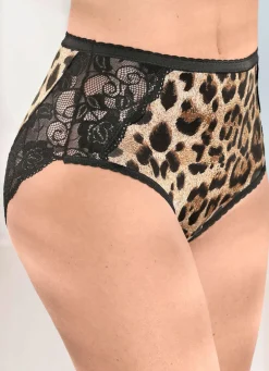 Laurina Dreierpack Slips mit Raubtierdessin