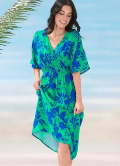 Laurina Kleid mit überschnittenem V-Ausschnitt